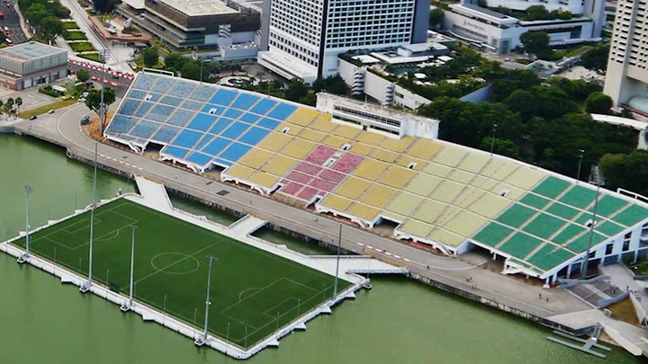 Sân vận động nổi nằm dọc bờ biển Singapore