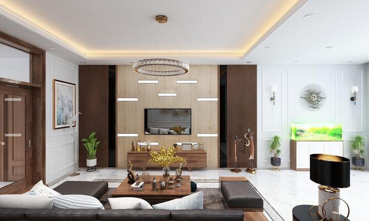 Top 5 mẫu phòng khách ốp nhựa giả gỗ đẹp