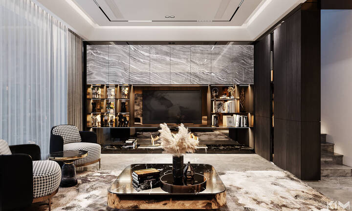 Mẫu phòng khách ốp đá đẹp nhất năm nay