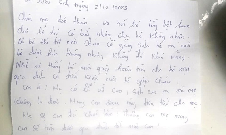 Bé trai 2 tháng tuổi bị bỏ rơi kèm lá thư nhờ nuôi giúp