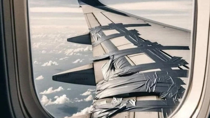 Sự thật đằng sau bức ảnh cánh máy bay dán 'băng keo'