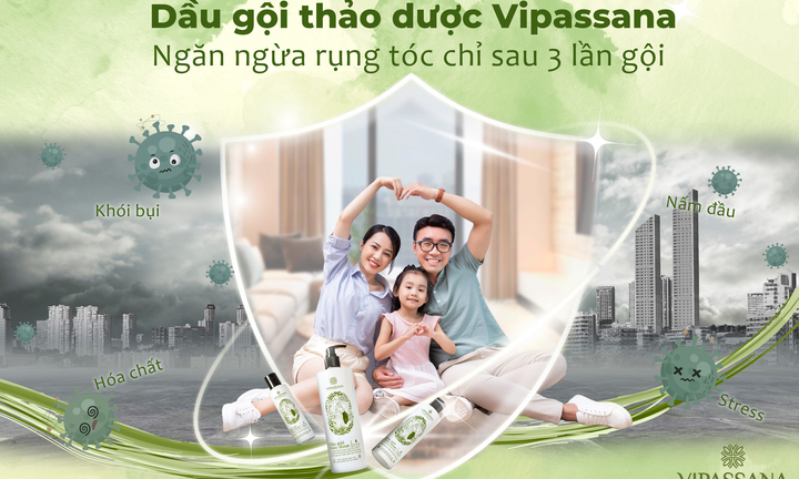 Dầu gội thảo dược Vipassana ngăn ngừa rụng tóc chỉ sau 3 lần gội 