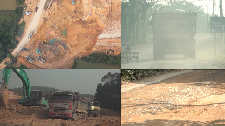 Đoàn xe tải chở đất tung hoành khu dân cư, phá nát đường liên xã ở Phú Thọ