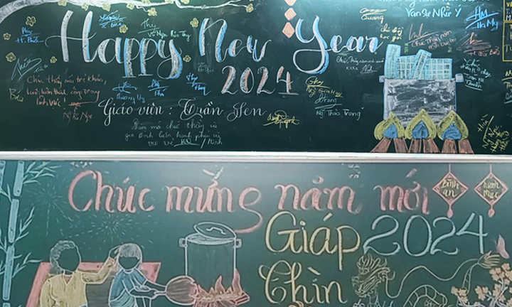 Trend vẽ bảng gây sốt trở lại dịp Tết Giáp Thìn 2024