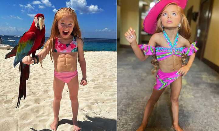 Cô bé 7 tuổi gây kinh ngạc bởi cơ bụng 6 múi cuồn cuộn