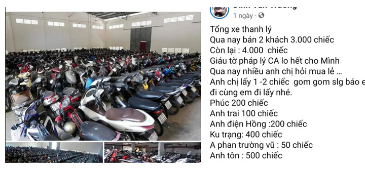 Công an vào cuộc vụ livestream 'rao bán 7.000 xe tang vật ở TP.HCM'
