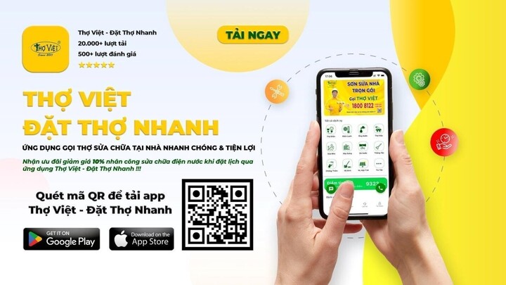 Ấn tượng App Thợ Việt với đầy đủ dịch vụ kỹ thuật tiện ích cho gia đình, công ty