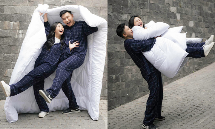 Bộ ảnh cưới với chăn bông khi Hà Nội rét 7 độ C gây sốt mạng