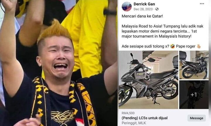 CĐV Malaysia bán xe máy để đi xem Asian Cup 2023 gây sốt mạng xã hội