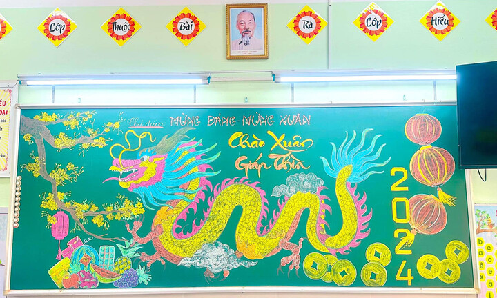 Tranh rồng trên bảng của cô giáo tiểu học nhận 'mưa lời khen'