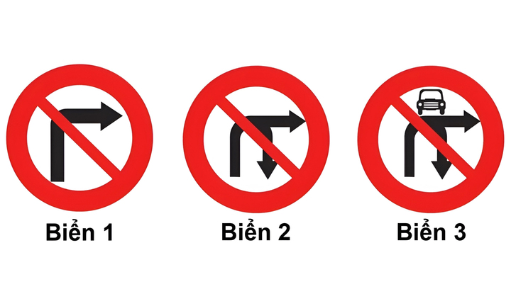 Biển nào cấm các phương tiện giao thông đường bộ rẽ phải?