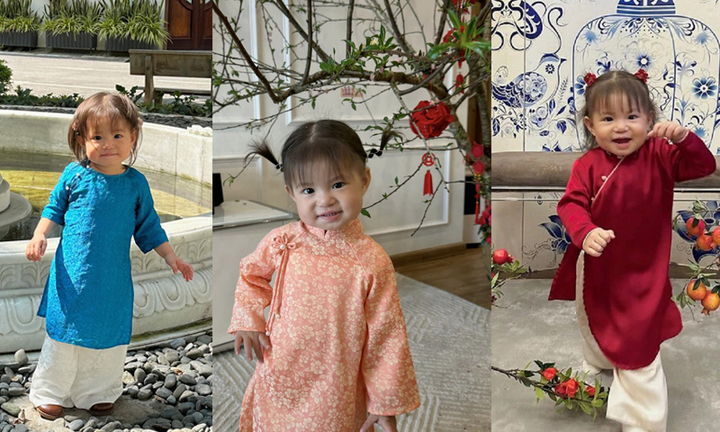 Em bé hot nhất mạng xã hội dịp Tết, mỗi ngày một bộ áo dài
