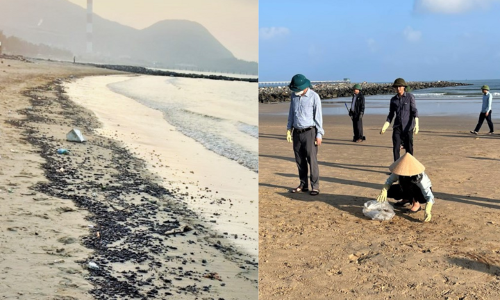 Điều tra nguyên nhân dầu vón cục trôi dạt vào bờ biển Hà Tĩnh