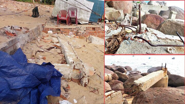 Nhan nhản 'chông' sắt dọc bãi biển ở bán đảo Sơn Trà