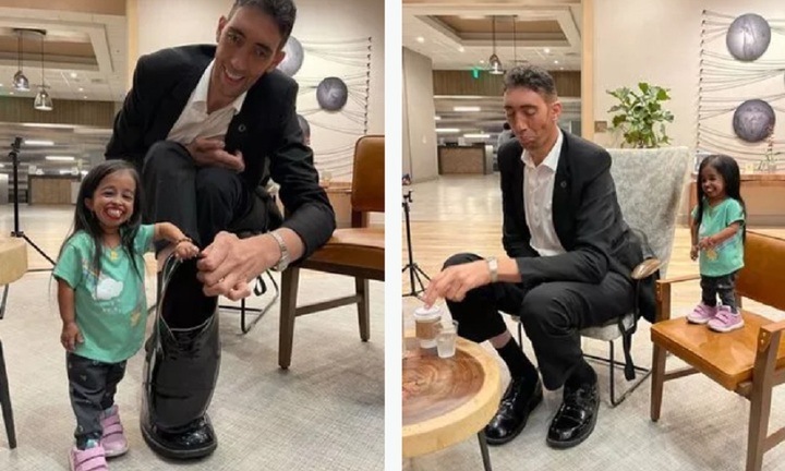 Cuộc hội ngộ giữa người đàn ông cao nhất thế giới và cô gái thấp nhất thế giới