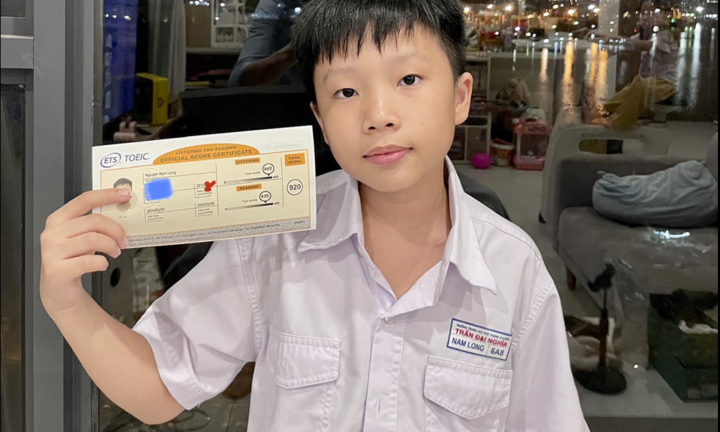Nói không với học thêm, cậu bé lớp 6 đạt điểm TOEIC gần tuyệt đối