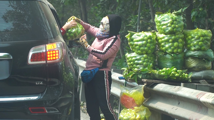 Hàng rong lại 'đại náo' lối vào cao tốc Hà Nội - Hải Phòng 