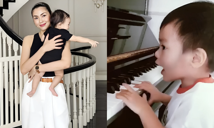 Tăng Thanh Hà khoe cận mặt con trai út, 3 tuổi đã biết vừa đàn vừa hát