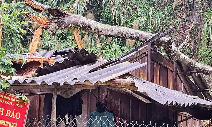 Lốc xoáy làm hàng loạt nhà bị tốc mái, cột điện đổ sập ở Nghệ An