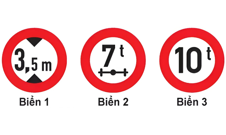 Xe ưu tiên vượt quá tải trọng hoặc chiều cao có được đi khi gặp các biển này?