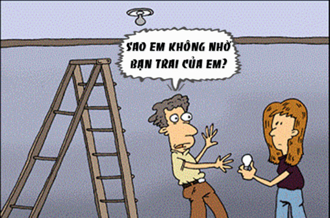 Mừng hụt khi cô hàng xóm nhờ sửa bóng đèn