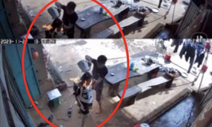 Chồng tẩm xăng đốt vợ đang mang bầu