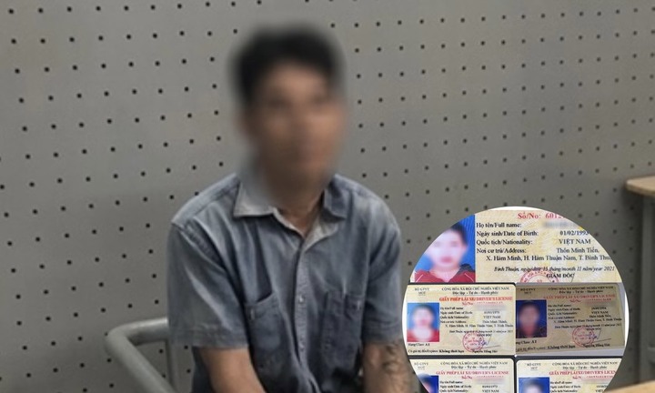 Bắt khẩn cấp người đàn ông ở Bình Thuận sử dụng, mua bán giấy phép lái xe giả