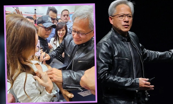 CEO Nvidia bị chỉ trích khi ký vào ngực áo fan nữ