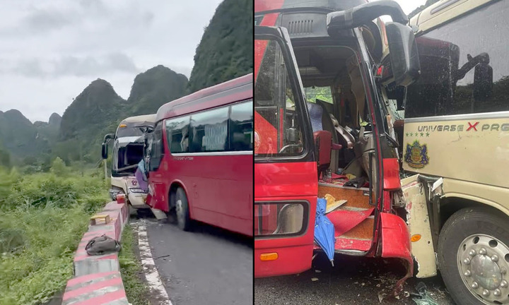 Hai xe khách đối đầu trên đường xuyên đảo Cát Bà, nhiều người thương vong