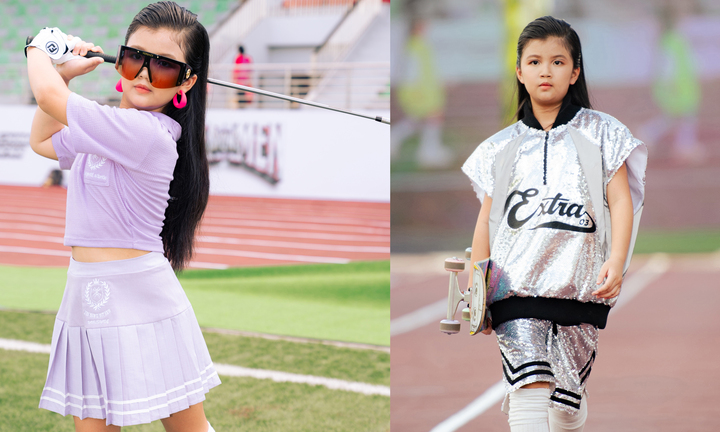 Mẫu nhí 9 tuổi đánh golf, trượt ván ngay trên sàn diễn thời trang