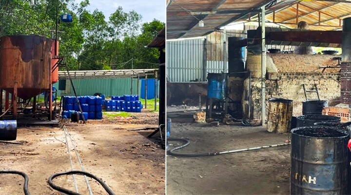 Thu giữ 28.000 lít nhớt tái chế trái phép ở Bình Thuận