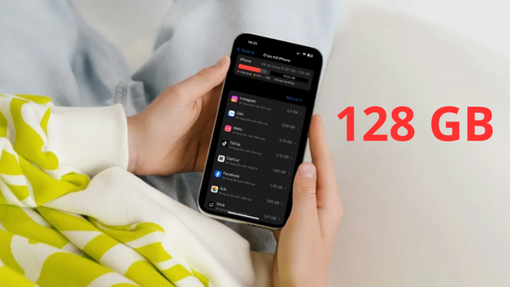 Điện thoại bộ nhớ trong 128GB chứa được bao nhiêu ảnh và video?