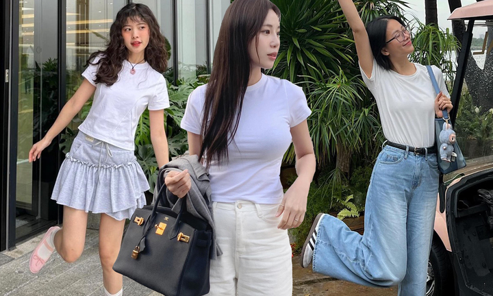 Cách phối trang phục để làm mới áo thun trắng