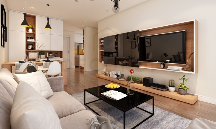 Mẫu thiết kế căn hộ 80m2 có 2 phòng ngủ 