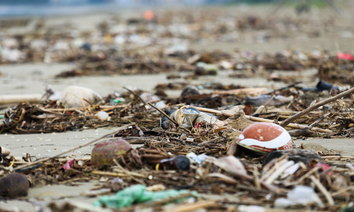 Bờ biển ở Hà Tĩnh ngập rác sau bão Yagi