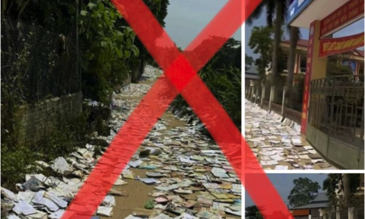 Thực hư chuyện mang sách phơi kín hai bên đường trước cổng trường