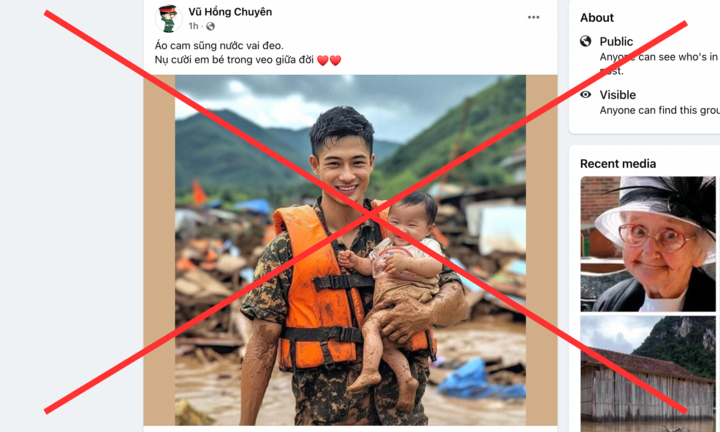 Bức ảnh 'bộ đội nam thần bế cháu bé' là thật hay do AI tạo ra?