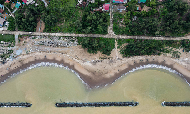 Hà Tĩnh: Bờ biển sạt lở, phi lao bật gốc, hàng trăm hộ dân thấp thỏm mùa mưa bão