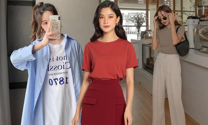 Mặc đẹp mùa thu với áo thun cổ tròn