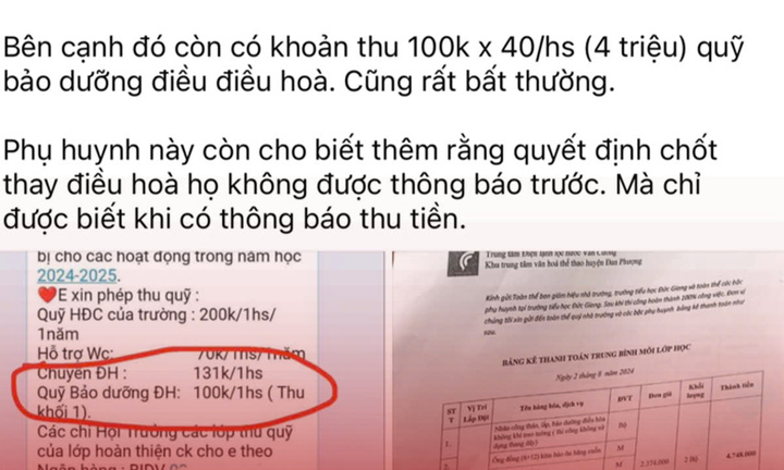 Trường thu phí chuyển điều hoà: Phụ huynh bức xúc, trường cam kết 'không tư lợi'