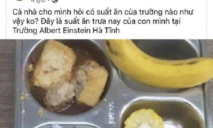 Suất ăn trưa của học sinh một trường tiểu học ở Hà Tĩnh như cho 'người giảm cân’