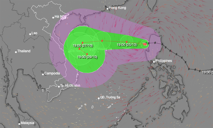 Bão Trami có thể giảm cấp và đổi hướng khi đến vùng biển miền Trung