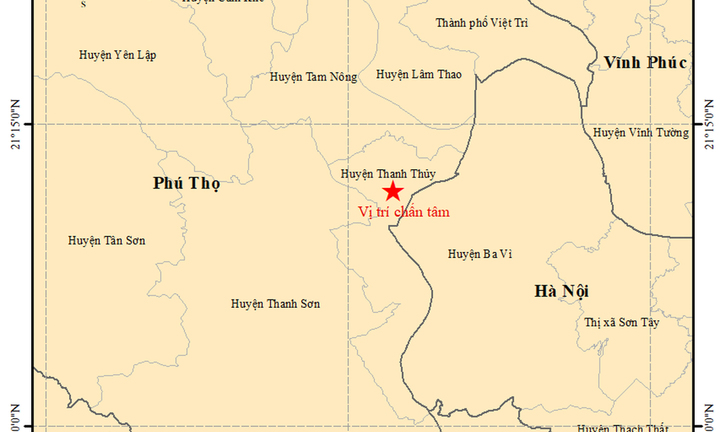 Động đất mạnh 3,3 độ richter gây rung lắc ở Phú Thọ
