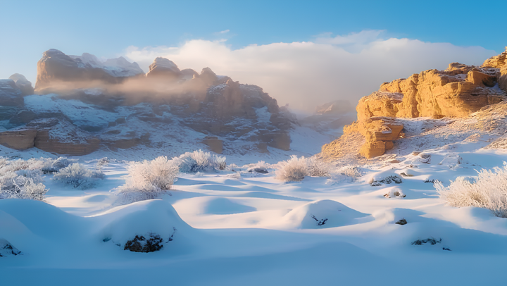 Tuyết rơi trên sa mạc Al-Jawf ở Ả Rập Xê-út