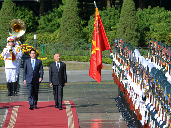 Chủ tịch nước Lương Cường chủ trì lễ đón Quốc vương Campuchia