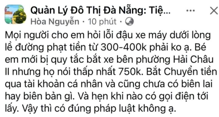 Đình chỉ công tác cán bộ quy tắc đô thị Đà Nẵng 'giúp dân' nhận nộp phạt