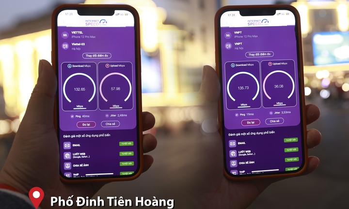 Bất ngờ với tốc độ 5G của 2 nhà mạng lớn vào giờ cao điểm