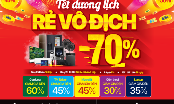 MediaMart giảm sốc 70% hàng nghìn sản phẩm nhân dịp Tết Dương lịch