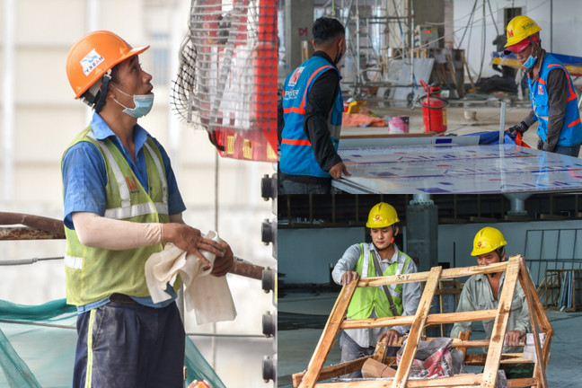 Công nhân làm việc xuyên lễ trên công trường nhà ga T3 Tân Sơn Nhất 