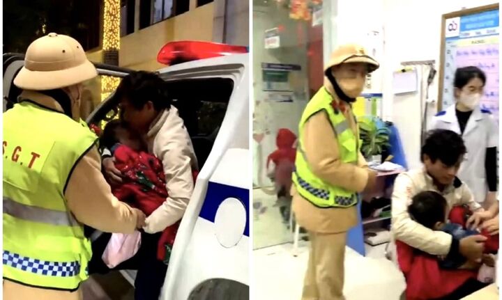 CSGT Nghệ An đưa cháu bé 5 tuổi bị co giật đi cấp cứu kịp thời